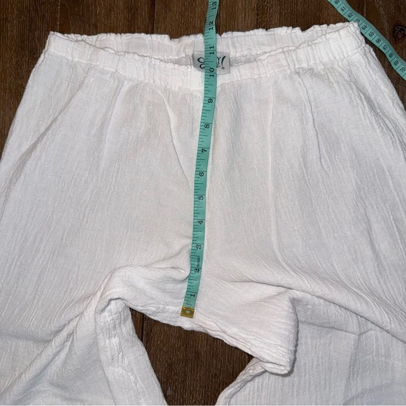 Oh My Gauze! Breeze Pant Women’s White Exaggerated Wide Leg Cotton Pull On - Picture 6 of 11